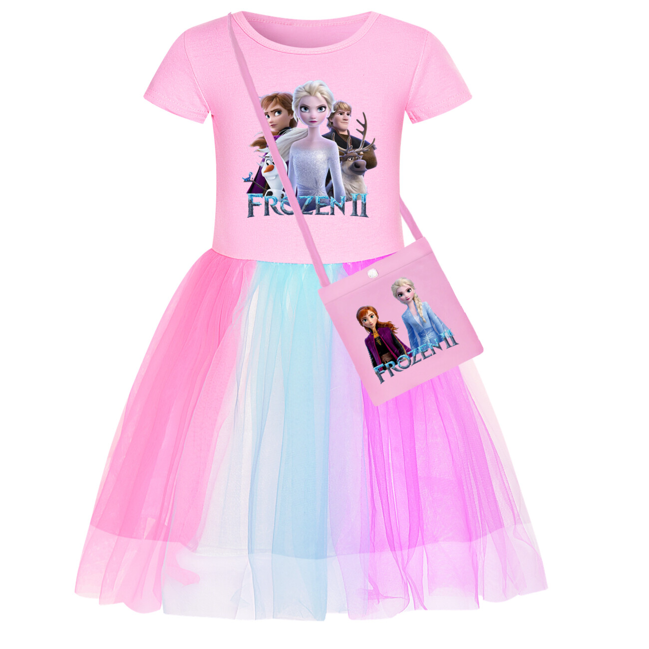Kids Girls Elsa Princess Costume Rainbow Star Tutu Skirt Party Fancy Dress Up UK - Picture 37 of 73