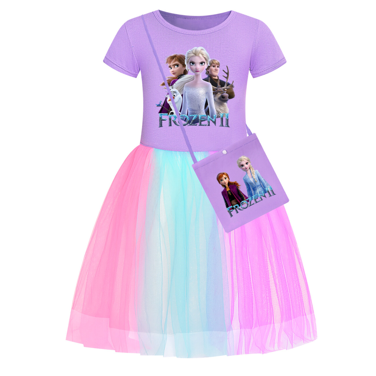 Kids Girls Elsa Princess Costume Rainbow Star Tutu Skirt Party Fancy Dress Up UK - Picture 38 of 73