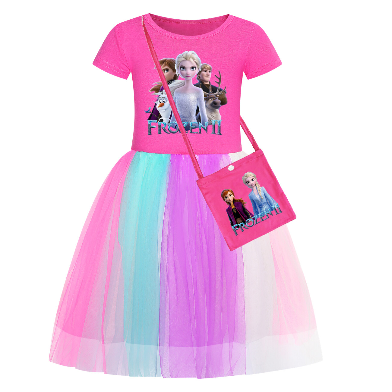 Kids Girls Elsa Princess Costume Rainbow Star Tutu Skirt Party Fancy Dress Up UK - Picture 39 of 73