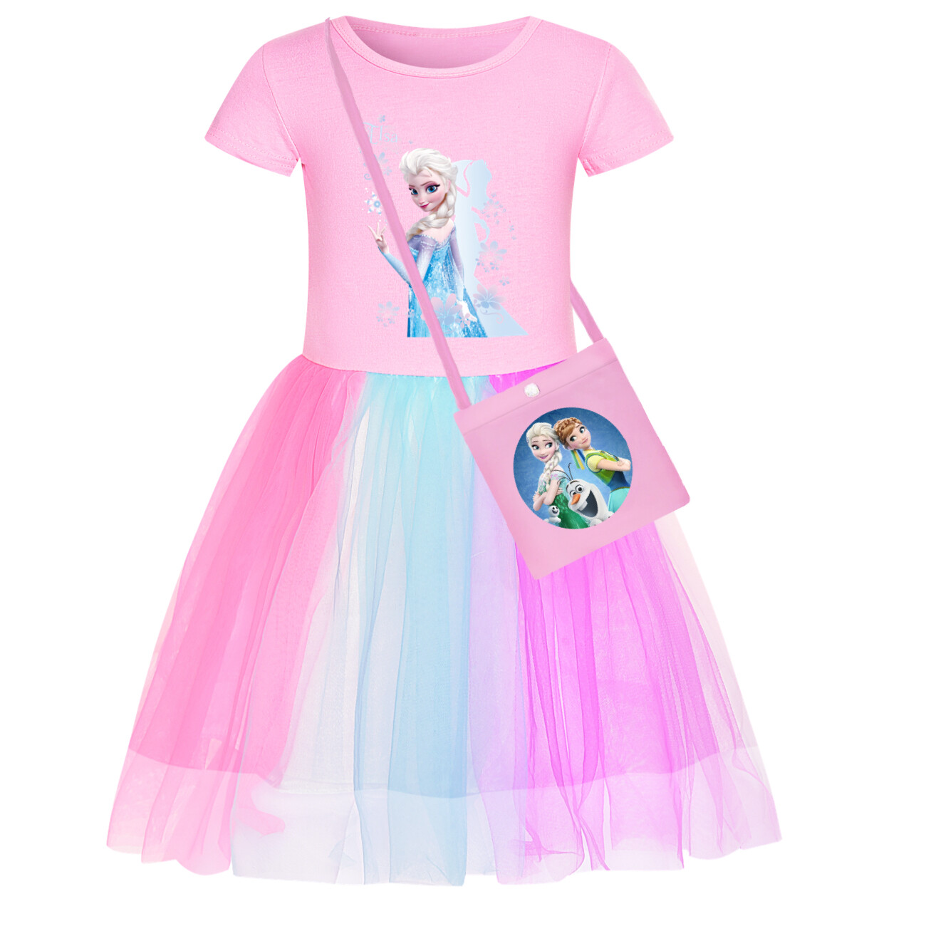 Kids Girls Elsa Princess Costume Rainbow Star Tutu Skirt Party Fancy Dress Up UK - Picture 43 of 73