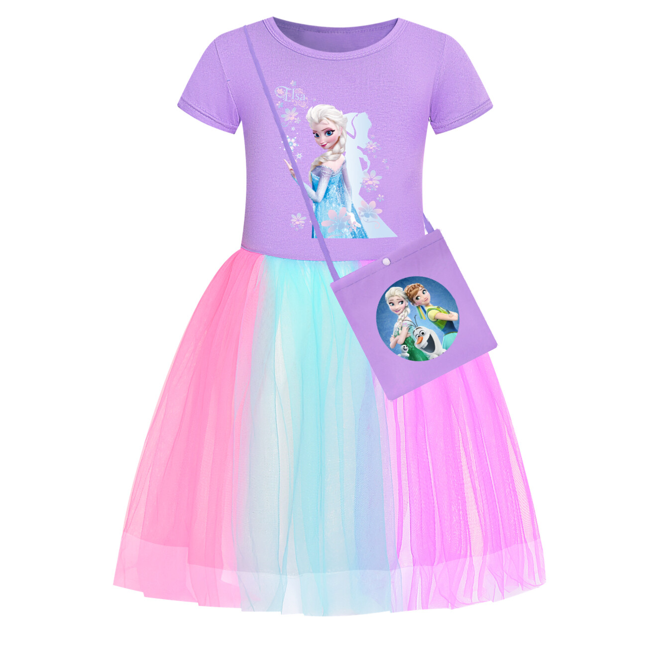 Kids Girls Elsa Princess Costume Rainbow Star Tutu Skirt Party Fancy Dress Up UK - Picture 44 of 73