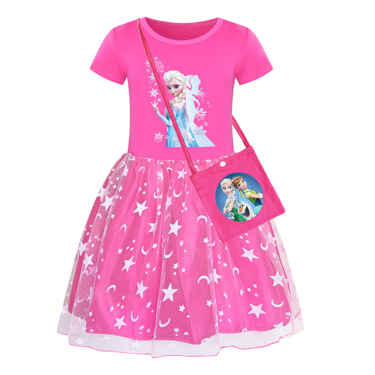 Kids Girls Elsa Princess Costume Rainbow Star Tutu Skirt Party Fancy Dress Up UK - Picture 46 of 73