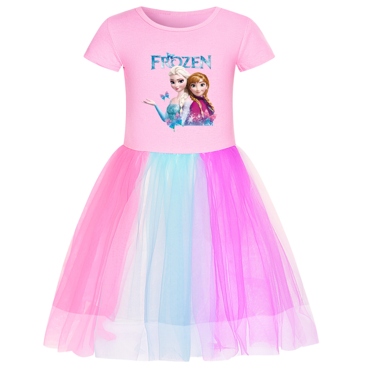Kids Girls Elsa Princess Costume Rainbow Star Tutu Skirt Party Fancy Dress Up UK - Picture 49 of 73
