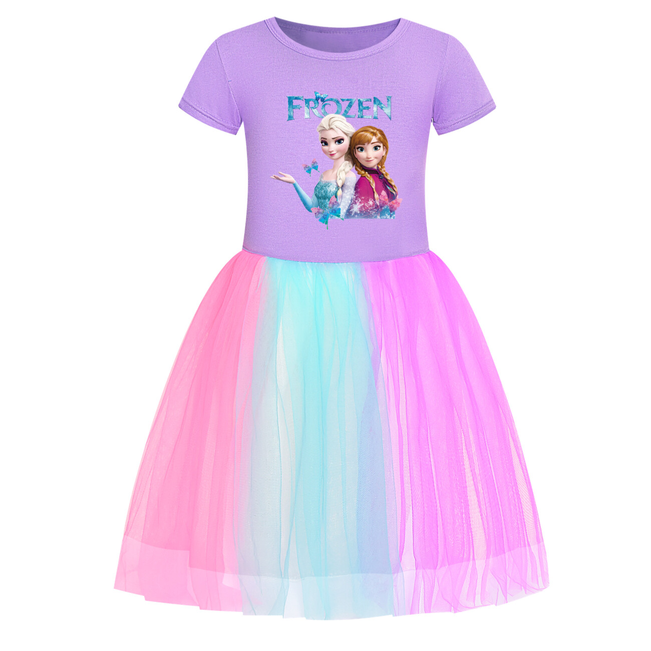 Kids Girls Elsa Princess Costume Rainbow Star Tutu Skirt Party Fancy Dress Up UK - Picture 50 of 73