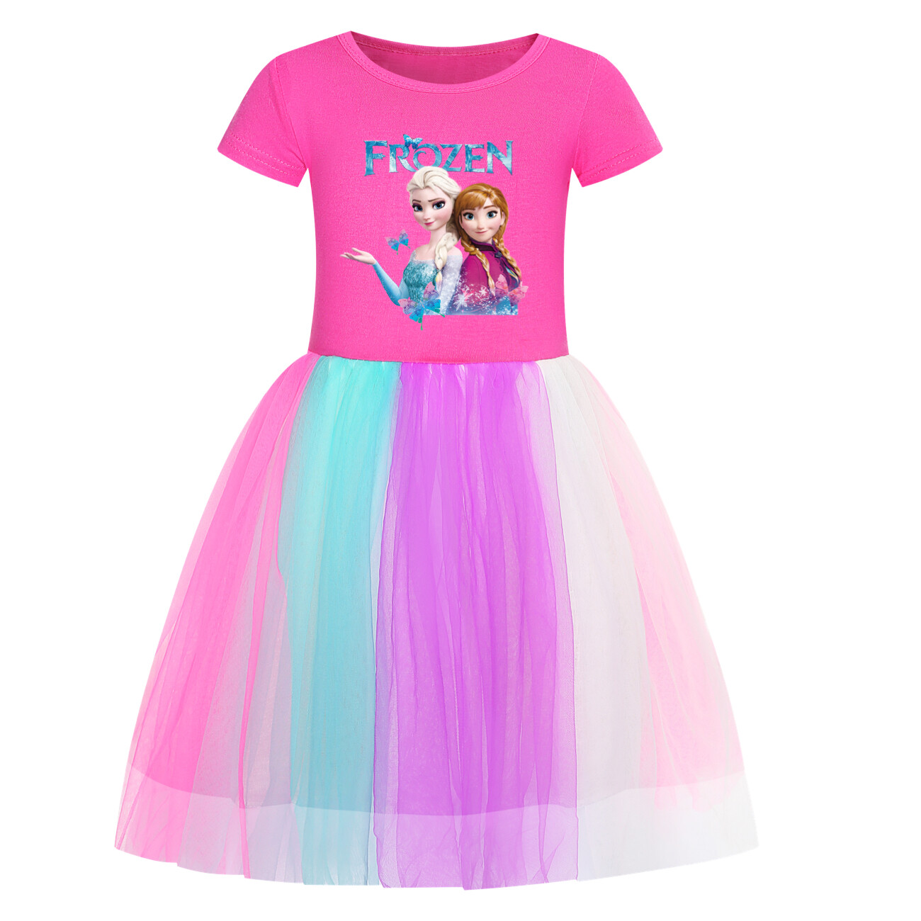 Kids Girls Elsa Princess Costume Rainbow Star Tutu Skirt Party Fancy Dress Up UK - Picture 51 of 73