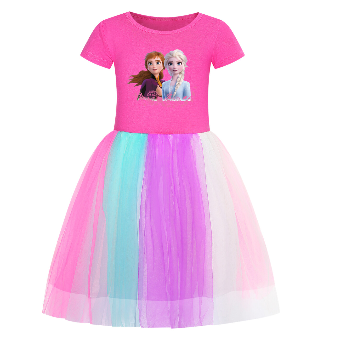 Kids Girls Elsa Princess Costume Rainbow Star Tutu Skirt Party Fancy Dress Up UK - Picture 57 of 73