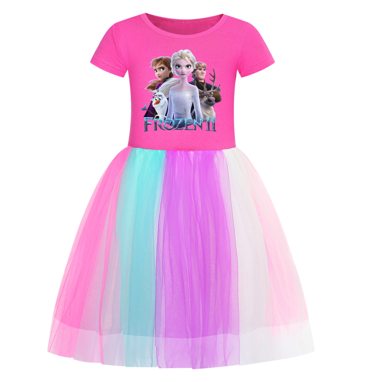 Kids Girls Elsa Princess Costume Rainbow Star Tutu Skirt Party Fancy Dress Up UK - Picture 63 of 73