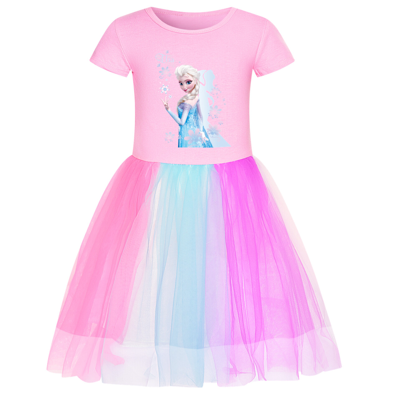 Kids Girls Elsa Princess Costume Rainbow Star Tutu Skirt Party Fancy Dress Up UK - Picture 67 of 73