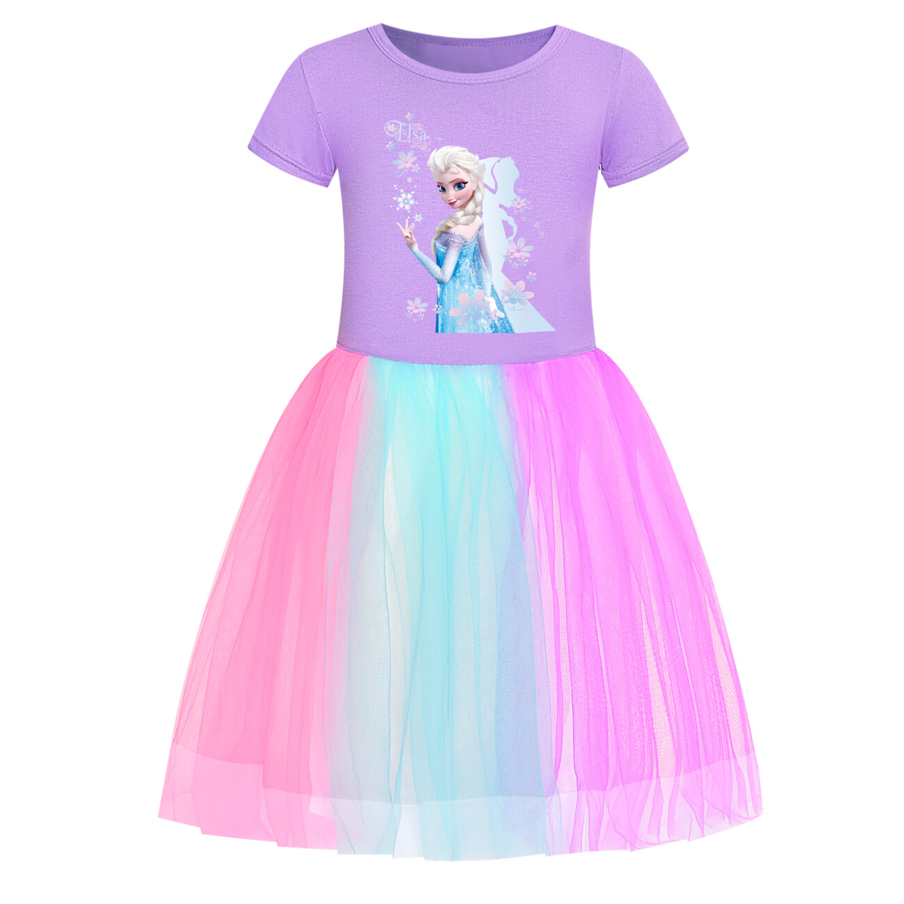 Kids Girls Elsa Princess Costume Rainbow Star Tutu Skirt Party Fancy Dress Up UK - Picture 68 of 73