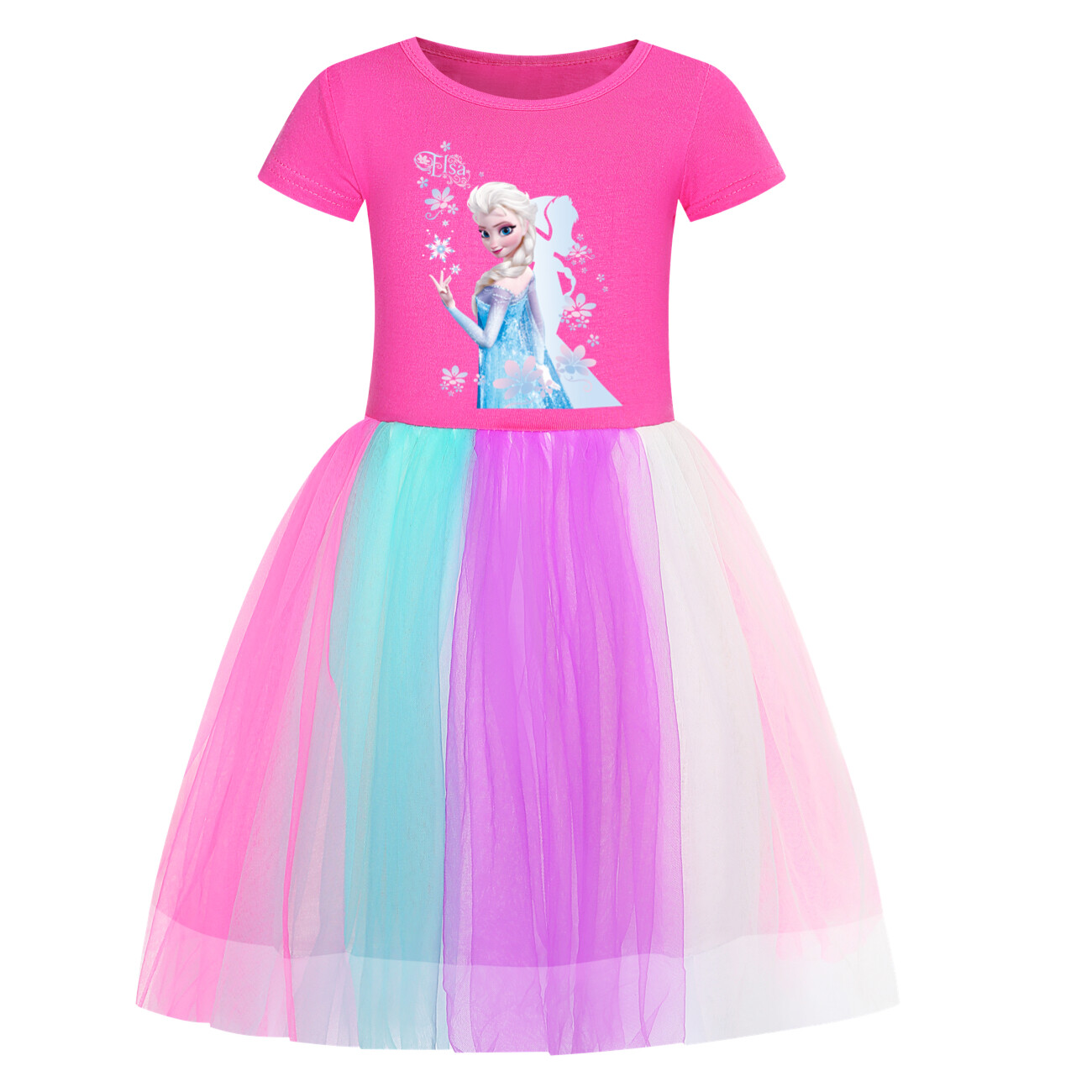 Kids Girls Elsa Princess Costume Rainbow Star Tutu Skirt Party Fancy Dress Up UK - Picture 69 of 73