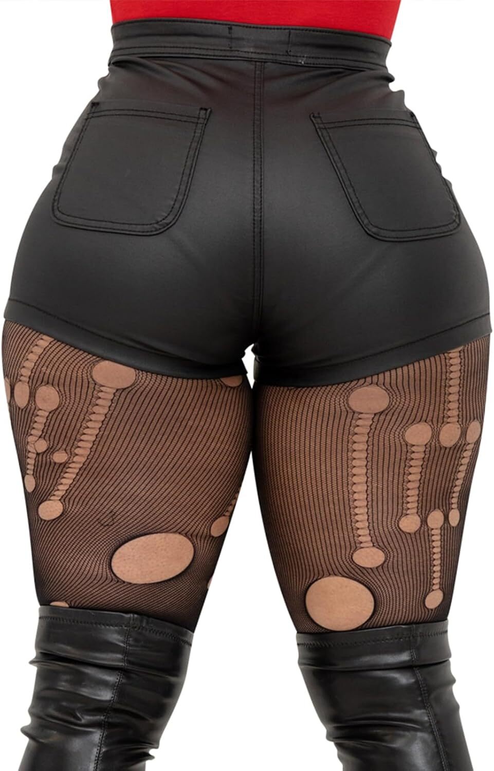 Faux Leather Shorts for Women – Sexy High Waist Black PU Shorts with Zipper - Picture 26 of 42