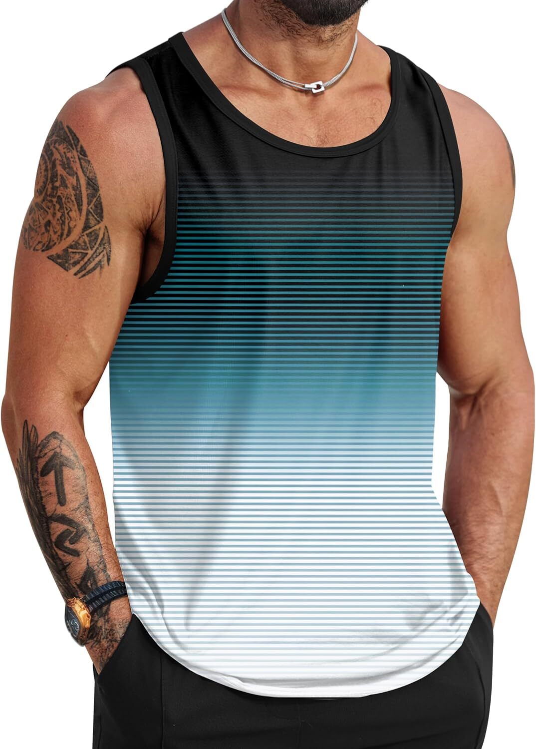 Mens Summer Tank Top Hawaiian Graphic Sleeveless Muscle Shirt for Beach Vacation - Picture 18 of 27