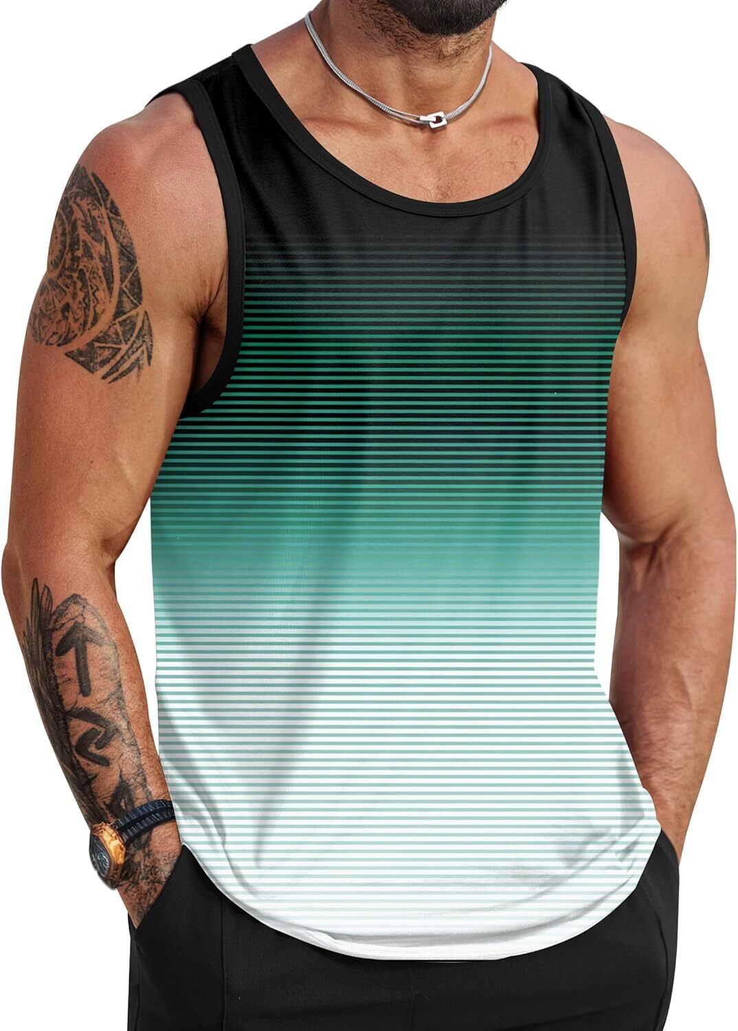 Mens Summer Tank Top Hawaiian Graphic Sleeveless Muscle Shirt for Beach Vacation - Picture 23 of 27