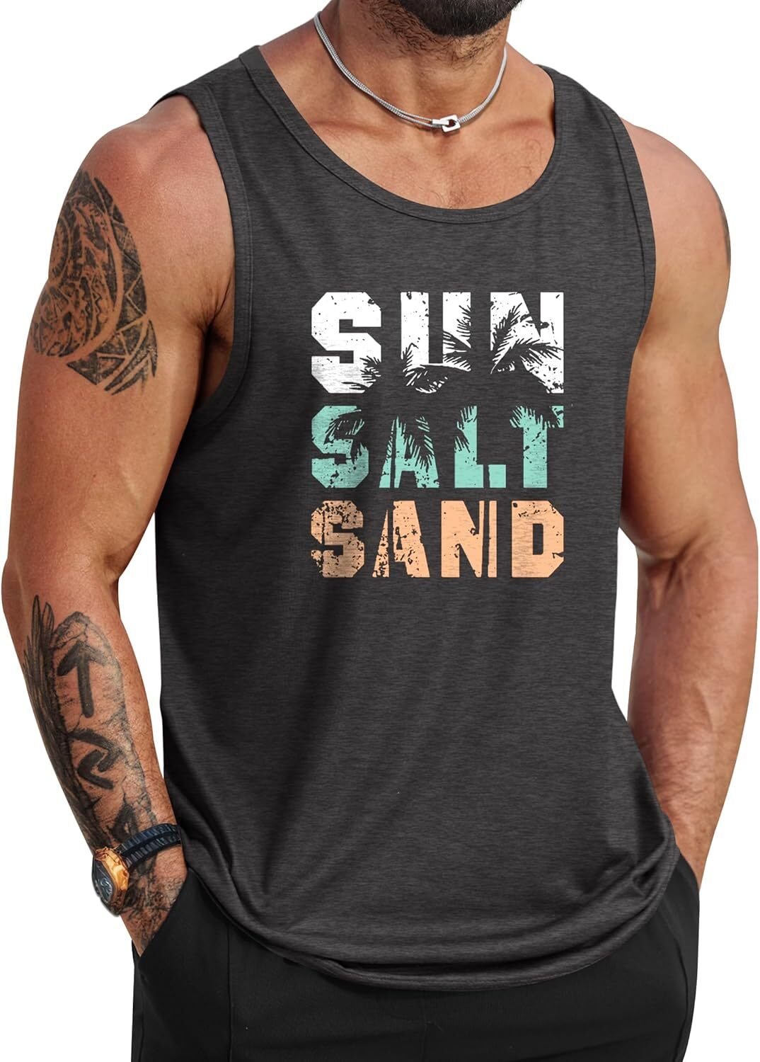 Mens Summer Tank Top Hawaiian Graphic Sleeveless Muscle Shirt for Beach Vacation - Picture 25 of 27