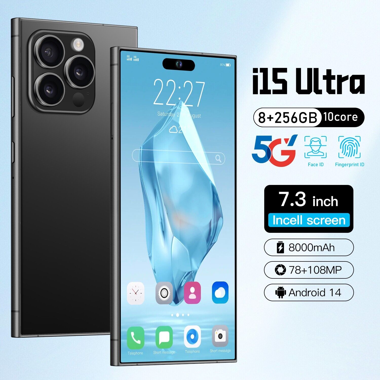 i15 Ultra 5G Tablet 7.3" 16+1TB Fingerprint Unlocked Android 14 8000mAh - Picture 18 of 20