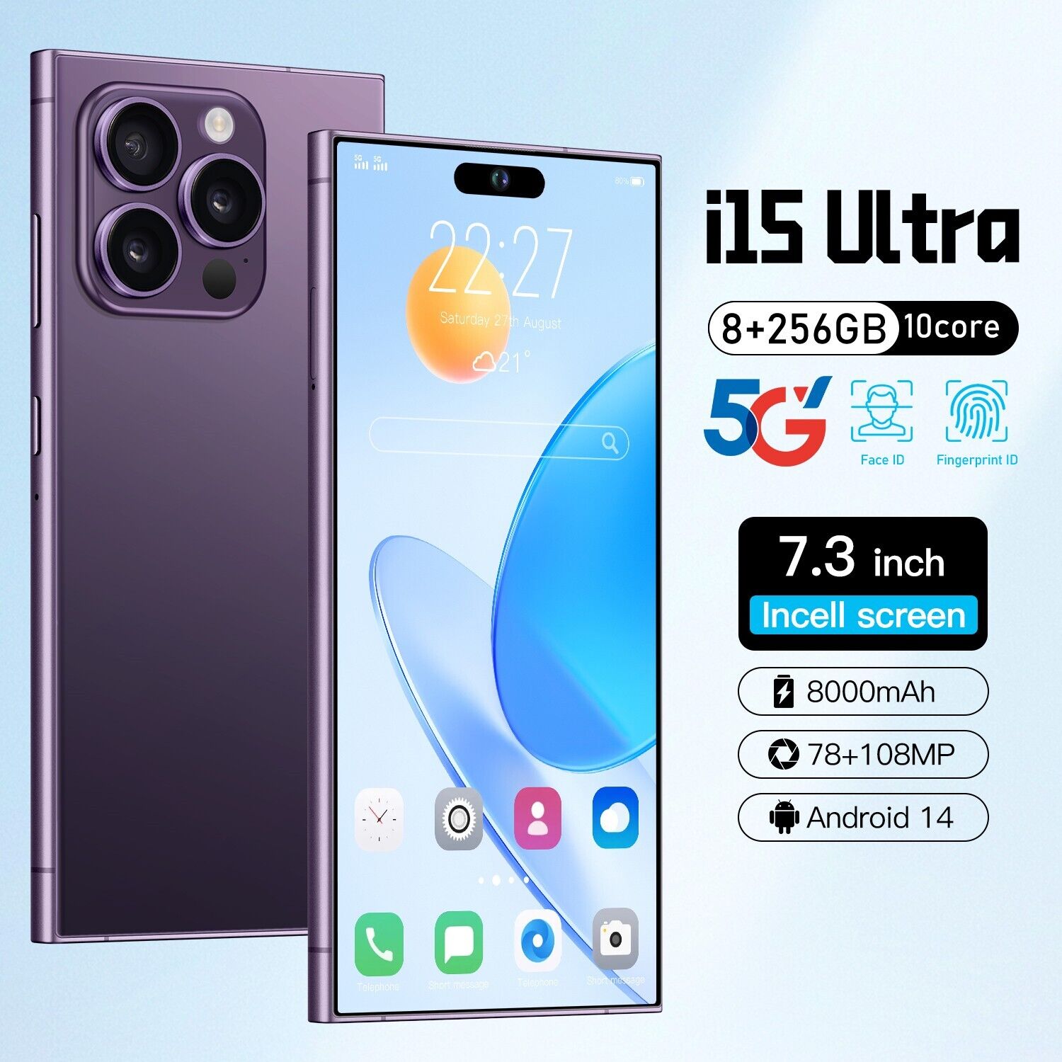 i15 Ultra 5G Tablet 7.3" 16+1TB Fingerprint Unlocked Android 14 8000mAh - Picture 19 of 20