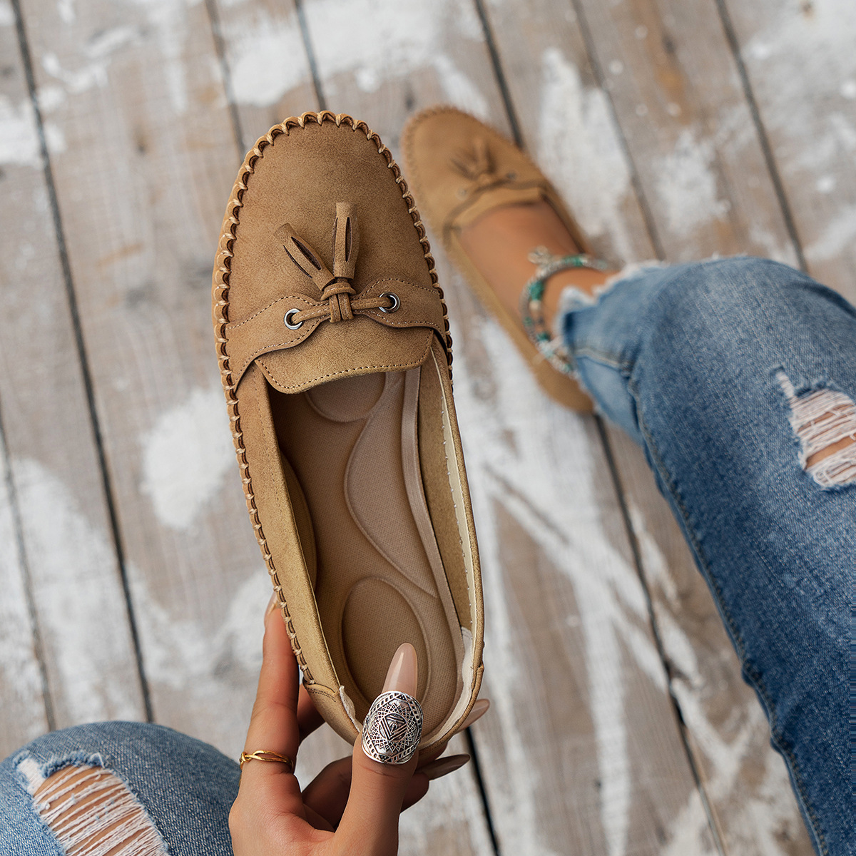 2025 Womens Casual Work Loafer Ladies Summer Comfy Shoes Slip On Flats Sandals