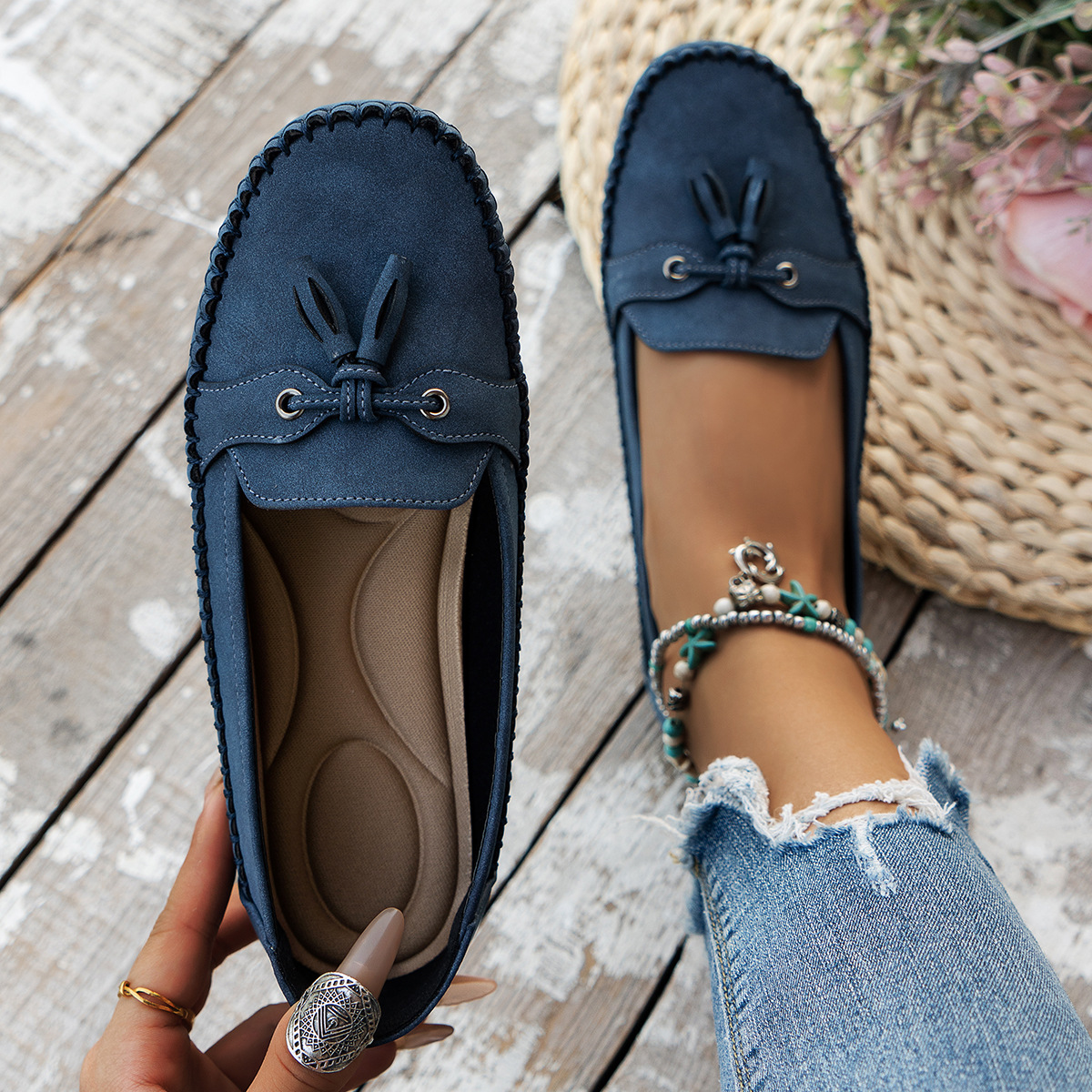 2025 Womens Casual Work Loafer Ladies Summer Comfy Shoes Slip On Flats Sandals