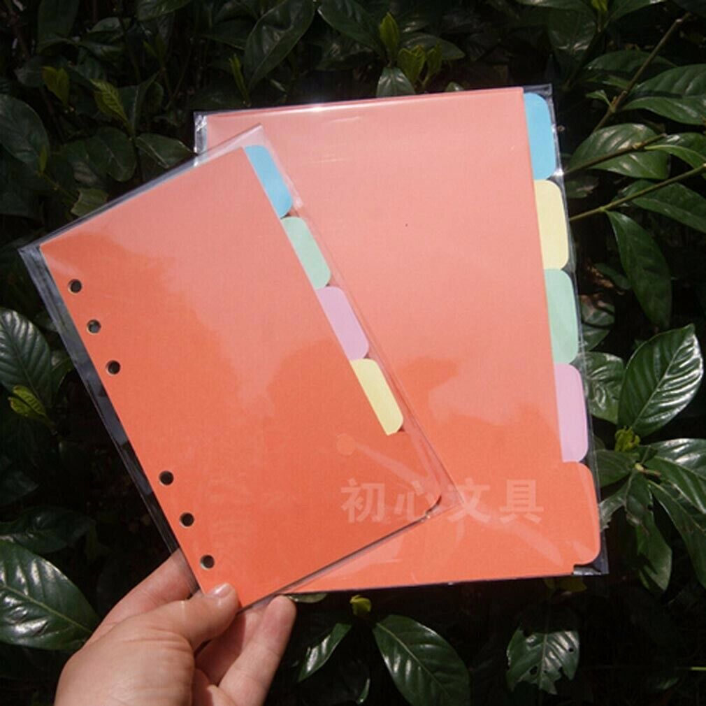 5 piezas A5/A6 índice en blanco pestañas multicolores divisor inserto recarga organizador lo último - Imagen 6 de 7