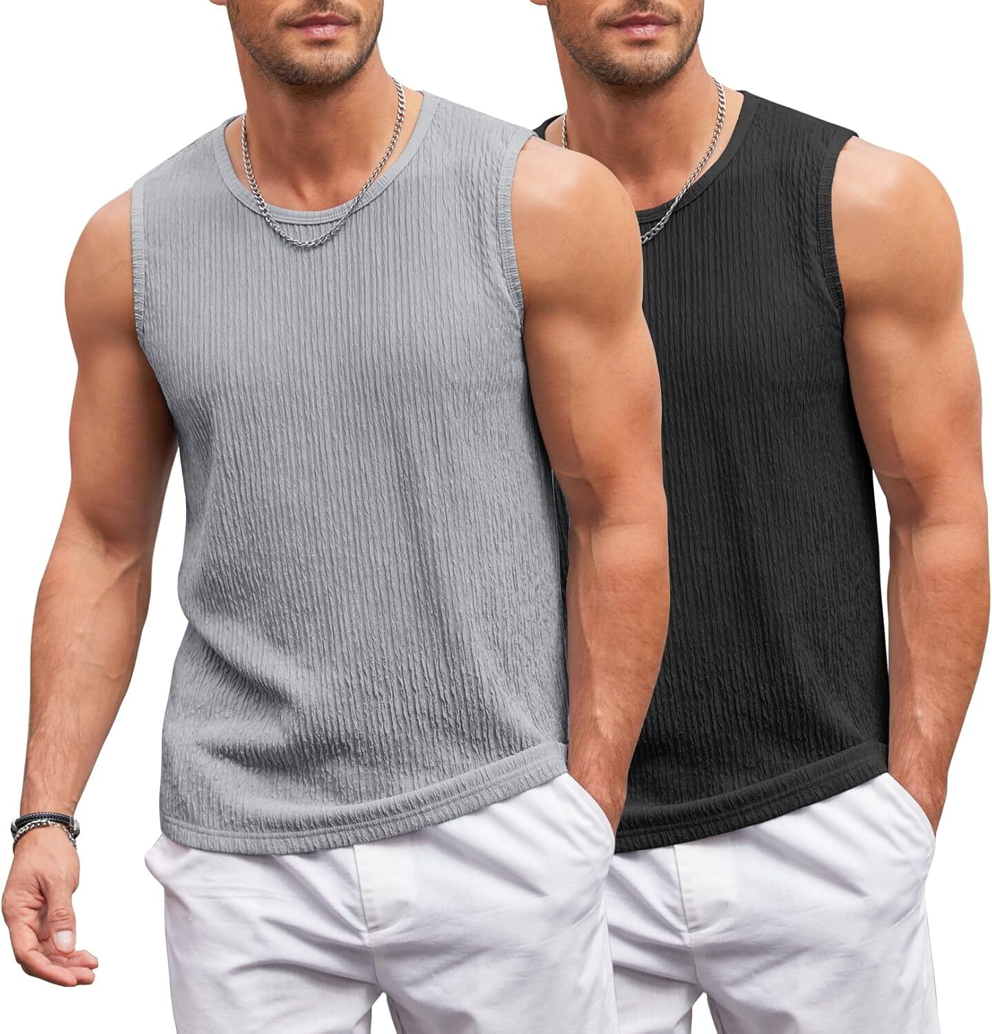 Men's Lightweight Sleeveless Tank Tops Knit Muscle Fit Undershirts Breath - Picture 15 of 23