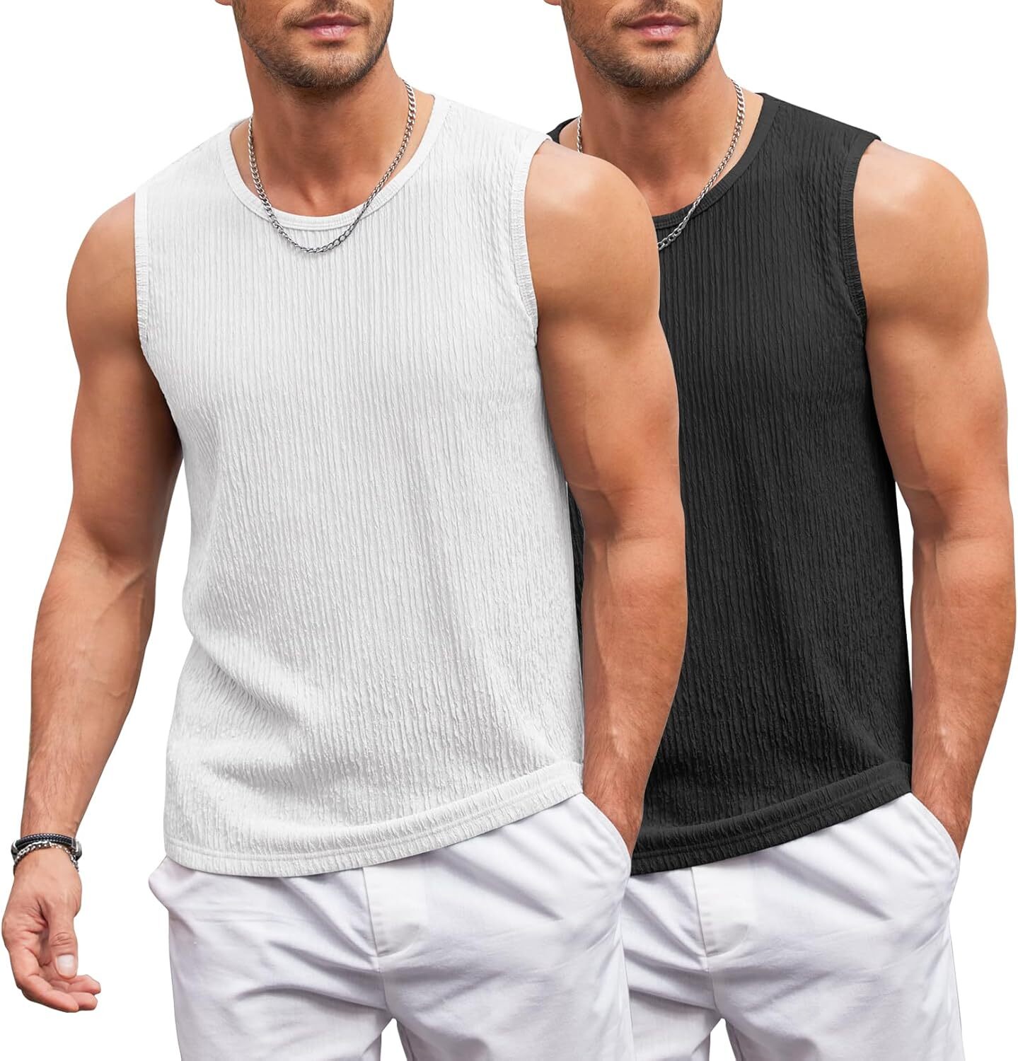Men's Lightweight Sleeveless Tank Tops Knit Muscle Fit Undershirts Breath - Picture 16 of 23