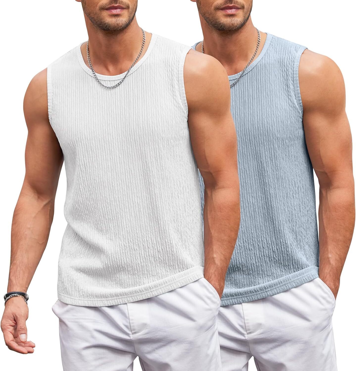 Men's Lightweight Sleeveless Tank Tops Knit Muscle Fit Undershirts Breath - Picture 17 of 23