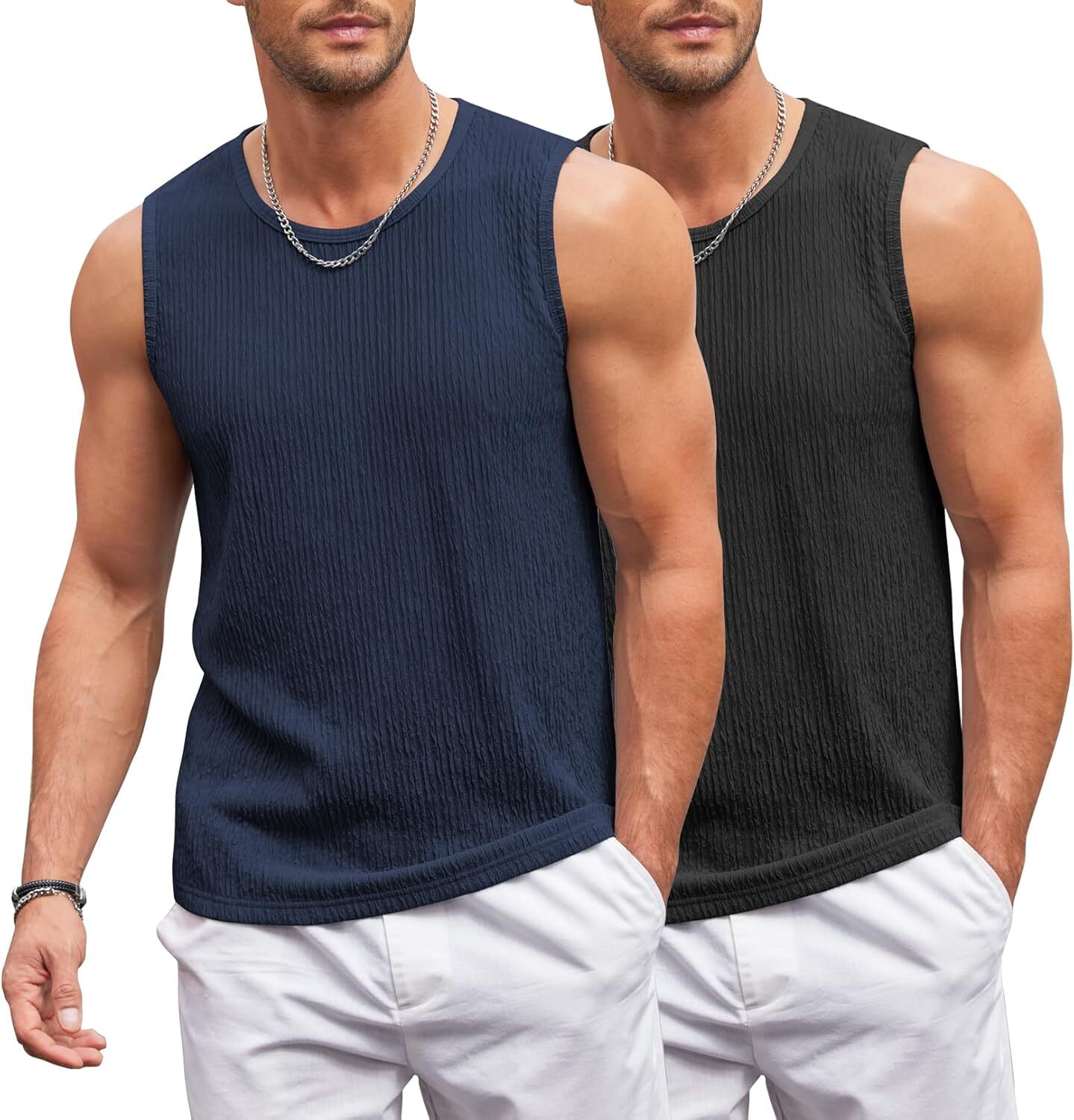 Men's Lightweight Sleeveless Tank Tops Knit Muscle Fit Undershirts Breath - Picture 18 of 23