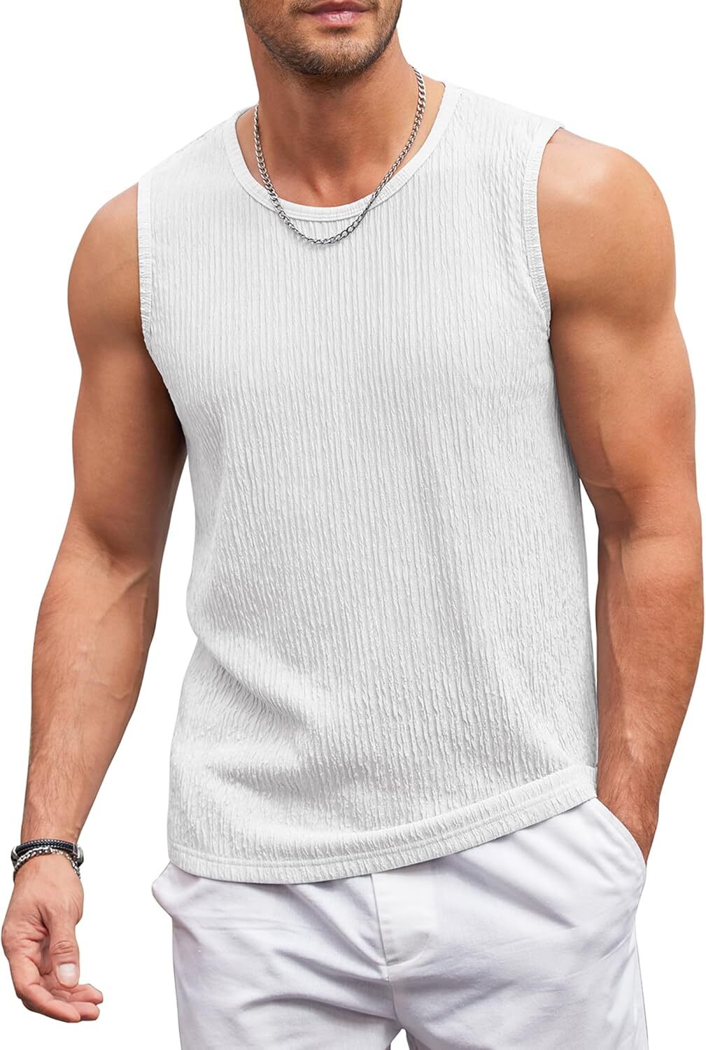 Men's Lightweight Sleeveless Tank Tops Knit Muscle Fit Undershirts Breath - Picture 19 of 23