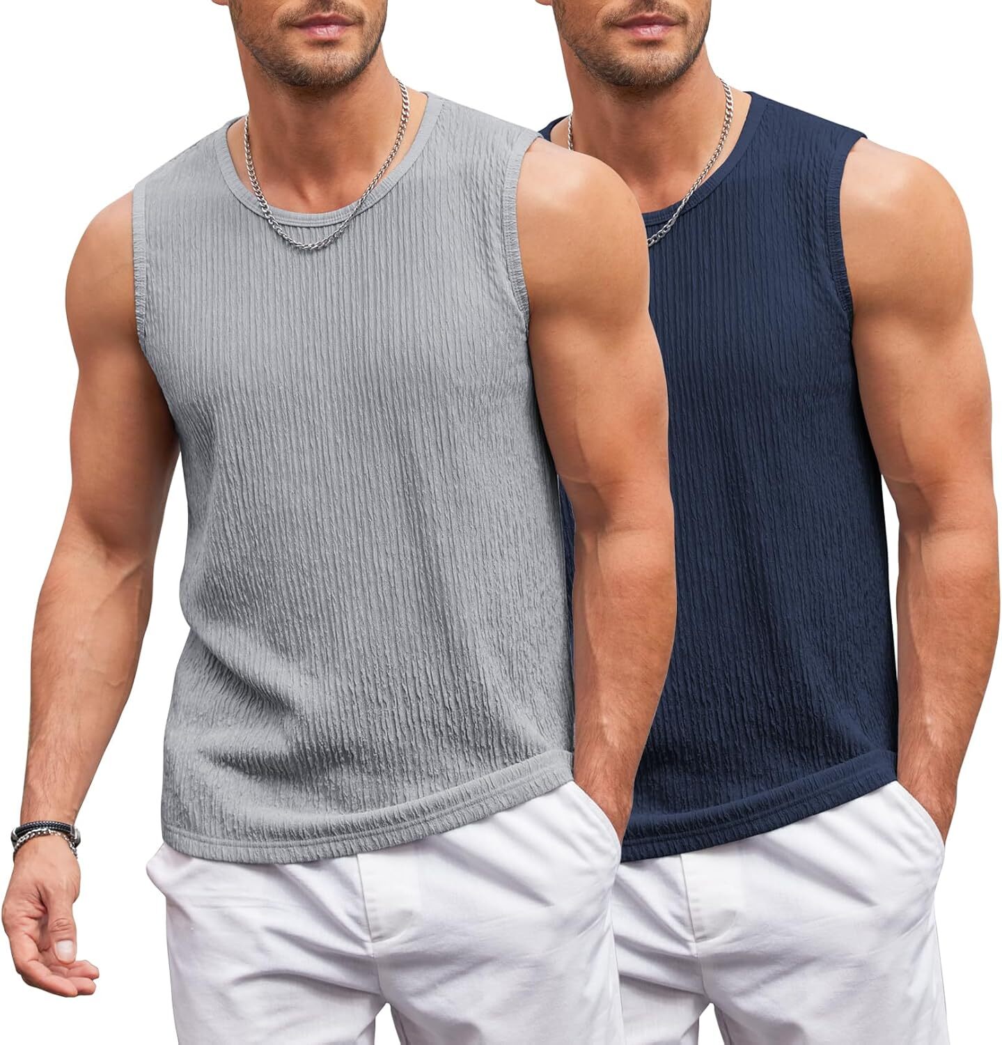 Men's Lightweight Sleeveless Tank Tops Knit Muscle Fit Undershirts Breath - Picture 20 of 23