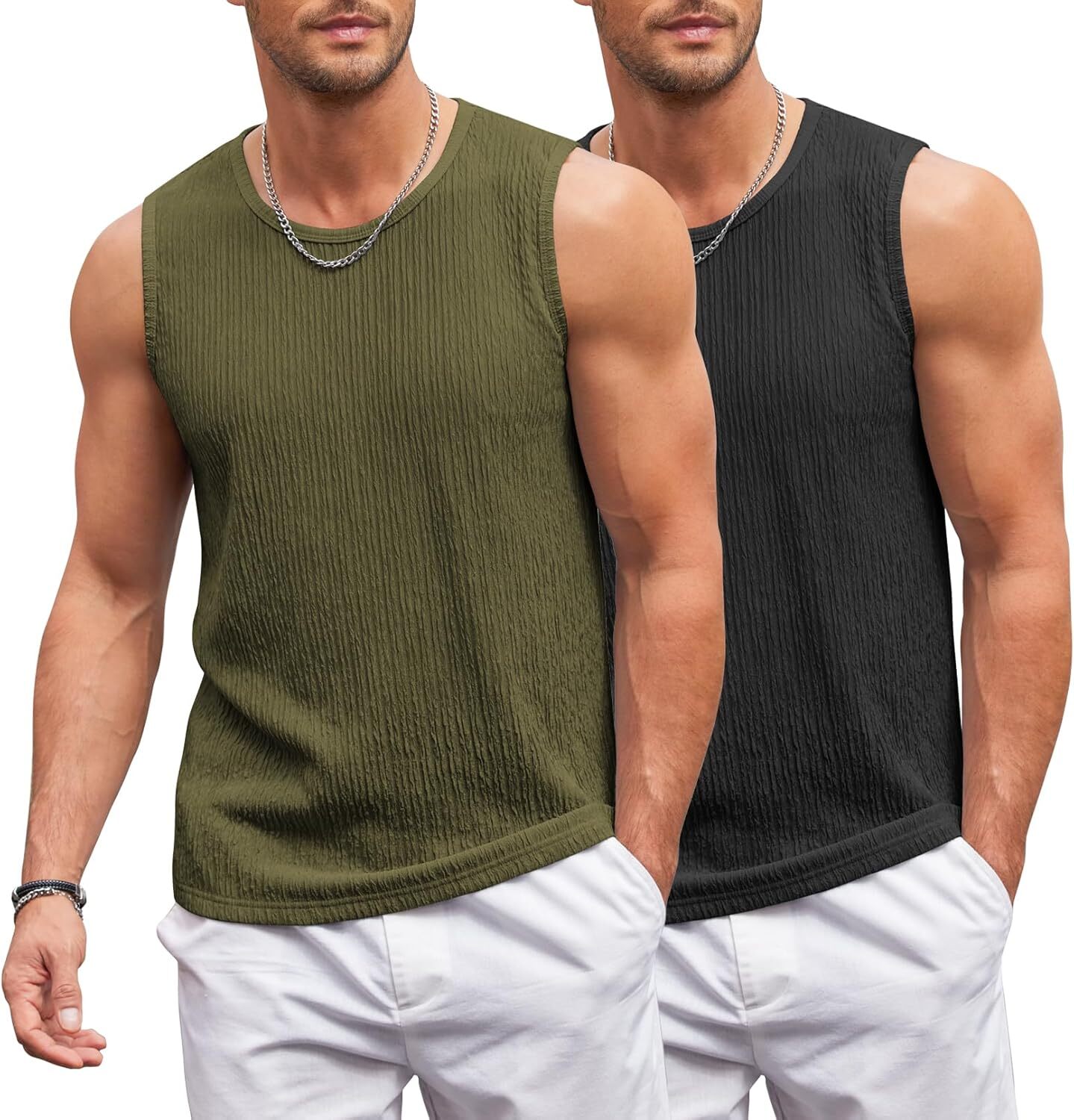 Men's Lightweight Sleeveless Tank Tops Knit Muscle Fit Undershirts Breath - Picture 21 of 23