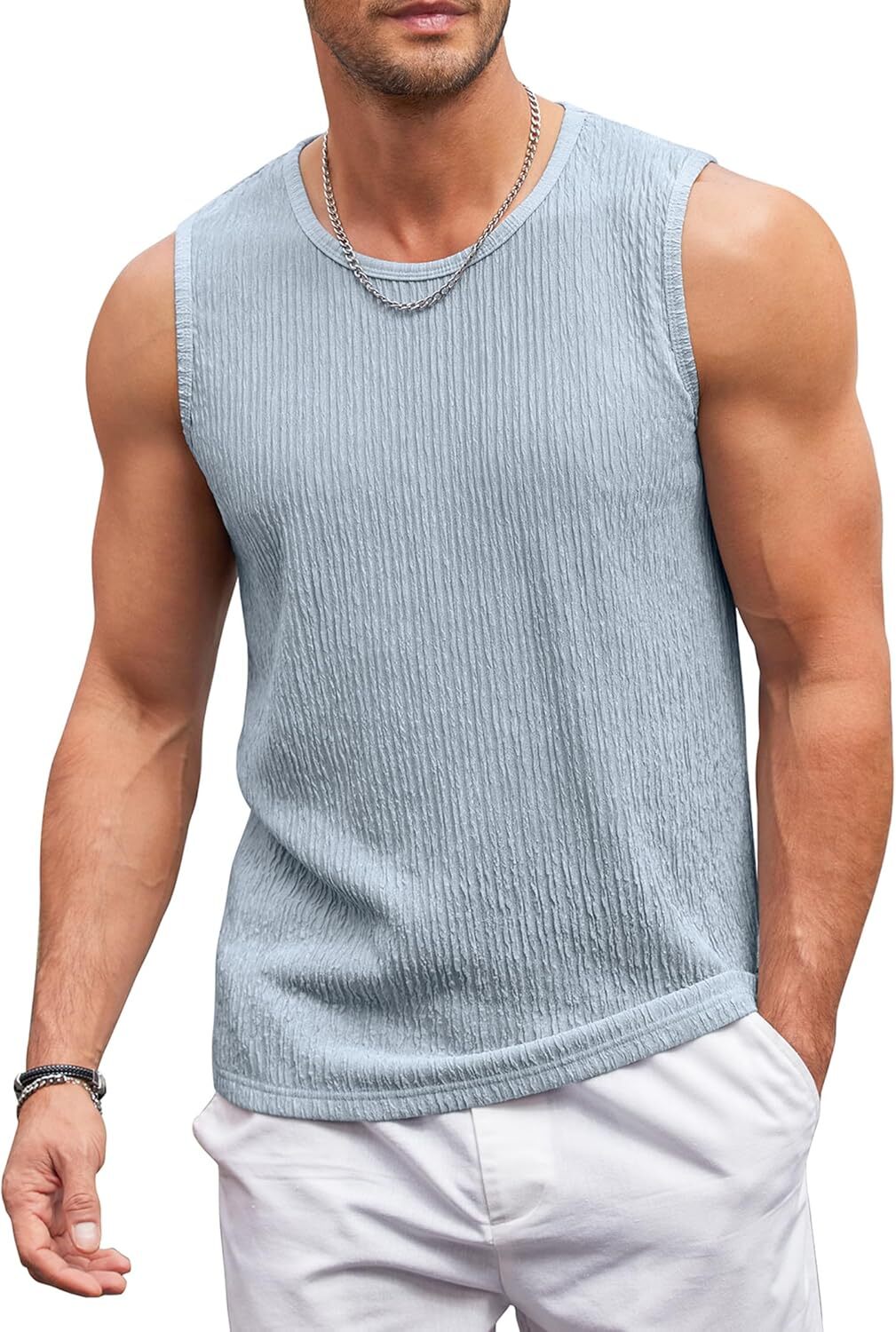 Men's Lightweight Sleeveless Tank Tops Knit Muscle Fit Undershirts Breath - Picture 23 of 23