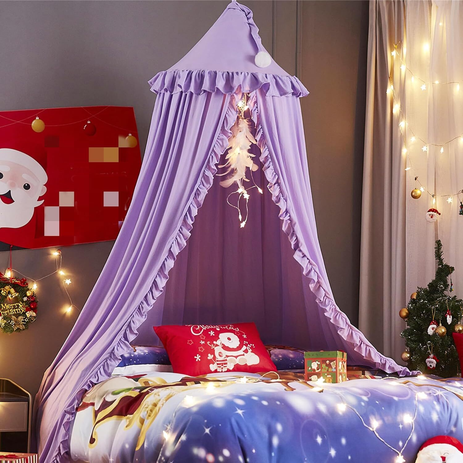 Princess Bed Canopy for Girls Kids Round Dome Mosquito Net Castle Tent Decor