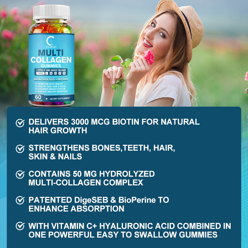 Collagen Peptides Types I, II, III, V, X Plus Vitamin C, Skin Hair Nails Support - Picture 11 of 16