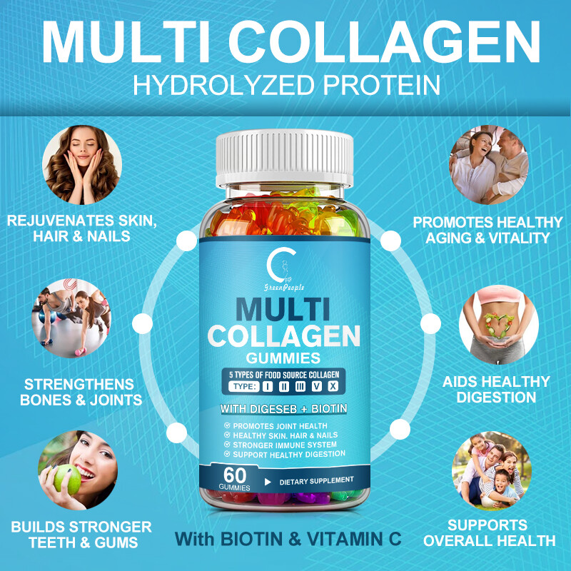 Collagen Peptides Types I, II, III, V, X Plus Vitamin C, Skin Hair Nails Support - Picture 15 of 16