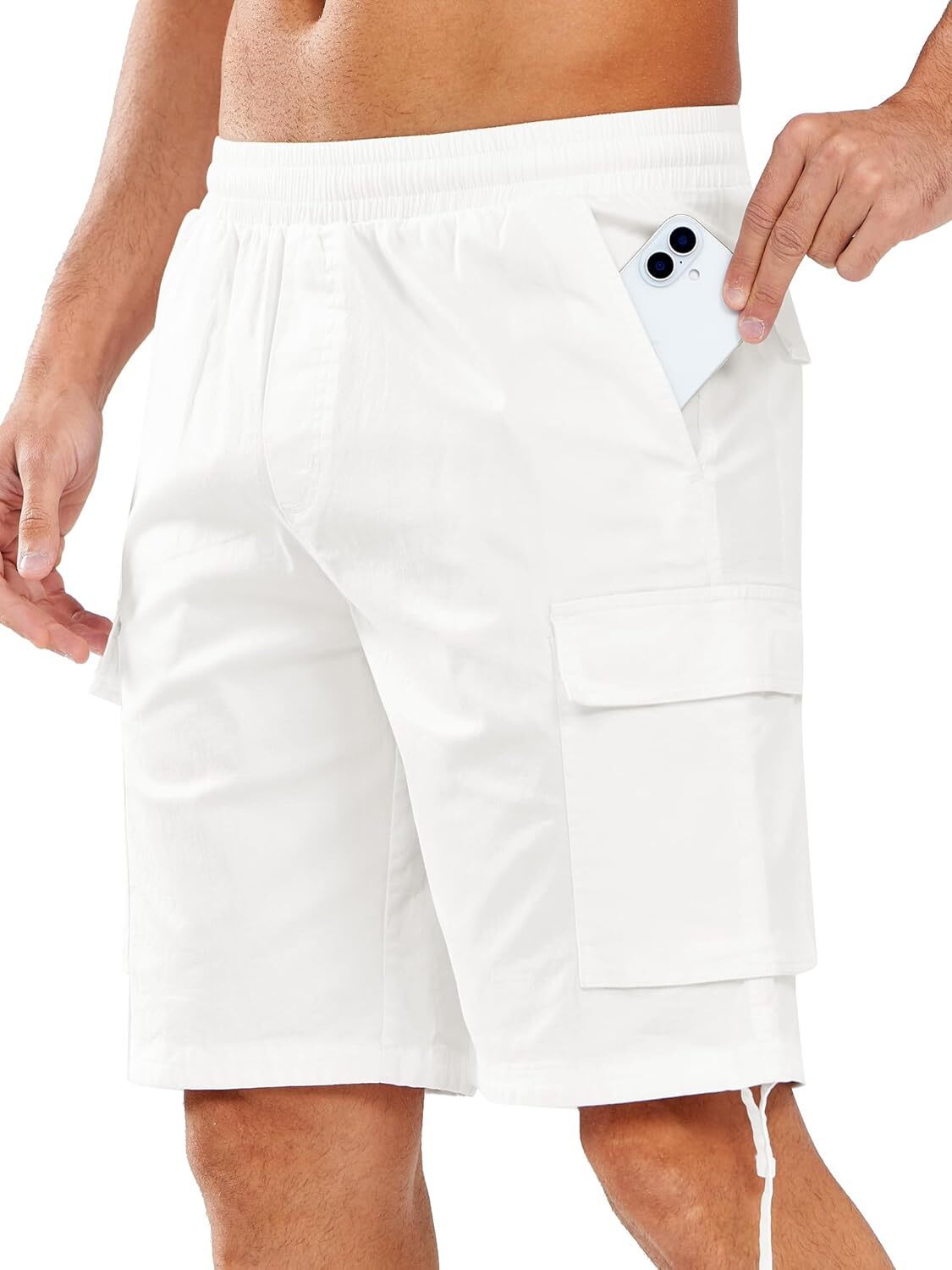 Men's Cotton Cargo Shorts 6 Pockets Drawstring Elastic Waist Work Casual Wear - Picture 19 of 23