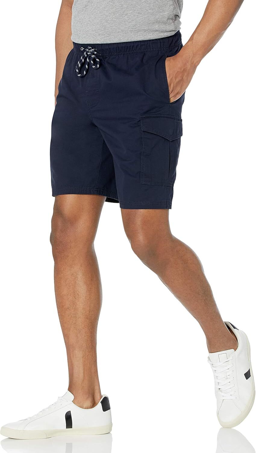 Men's Elastic Waist Cargo Shorts 9'' Inseam Casual Lightweight Summer Wear - Picture 12 of 17
