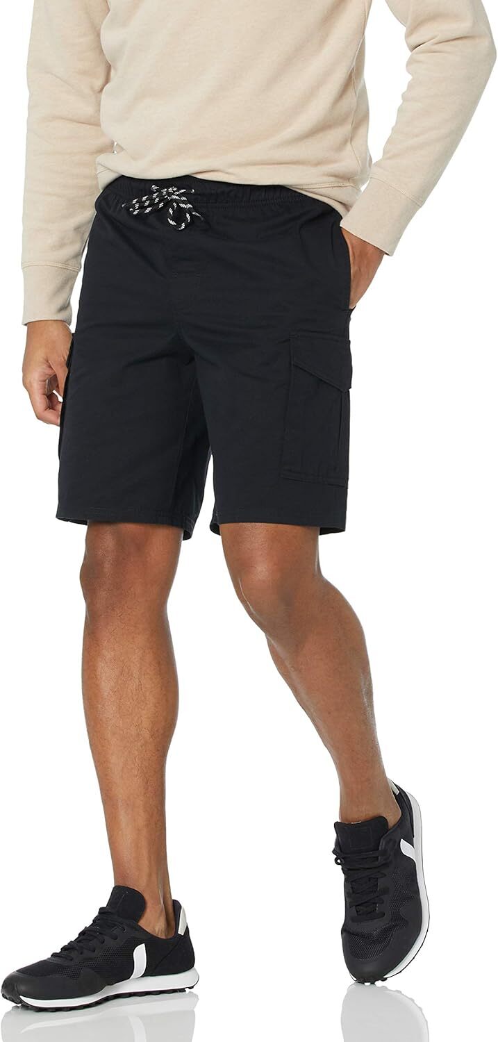 Men's Elastic Waist Cargo Shorts 9'' Inseam Casual Lightweight Summer Wear - Picture 13 of 17