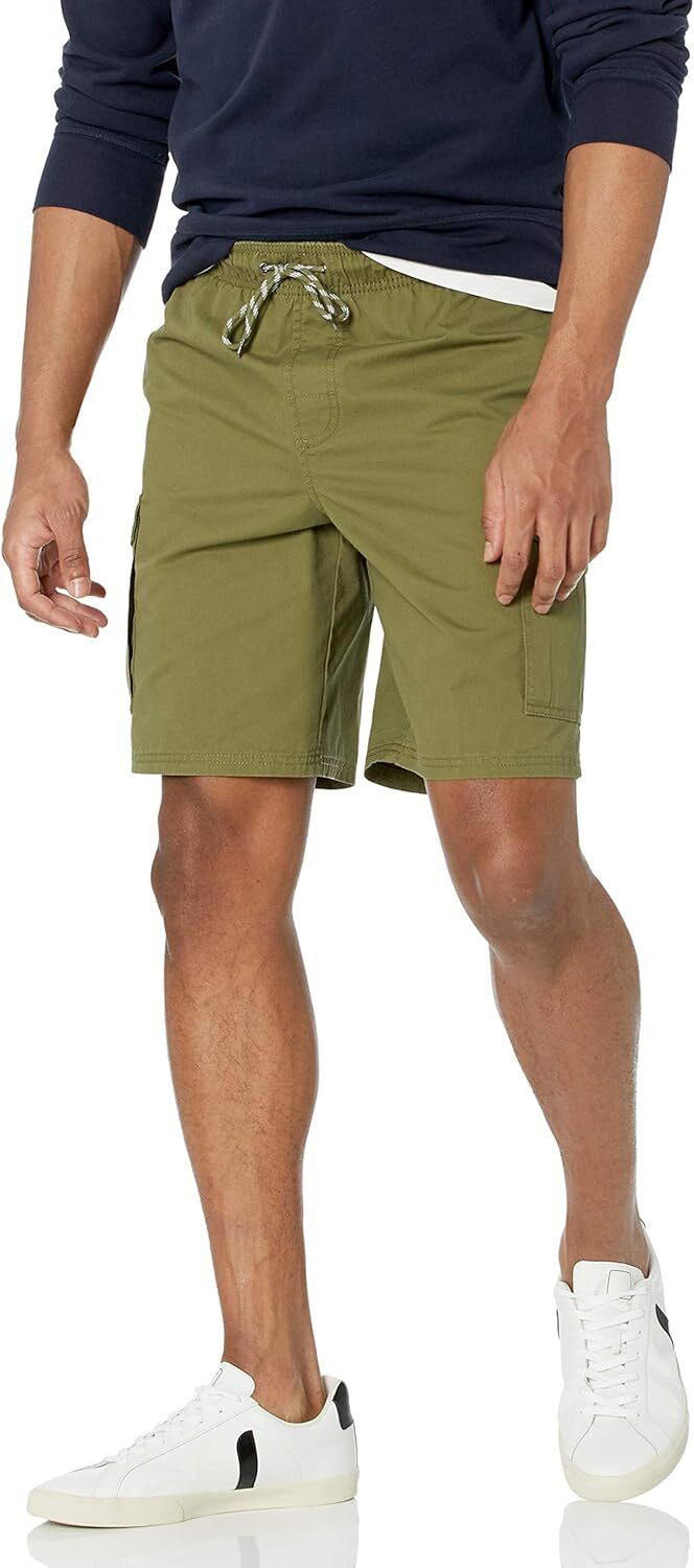 Men's Elastic Waist Cargo Shorts 9'' Inseam Casual Lightweight Summer Wear - Picture 14 of 17