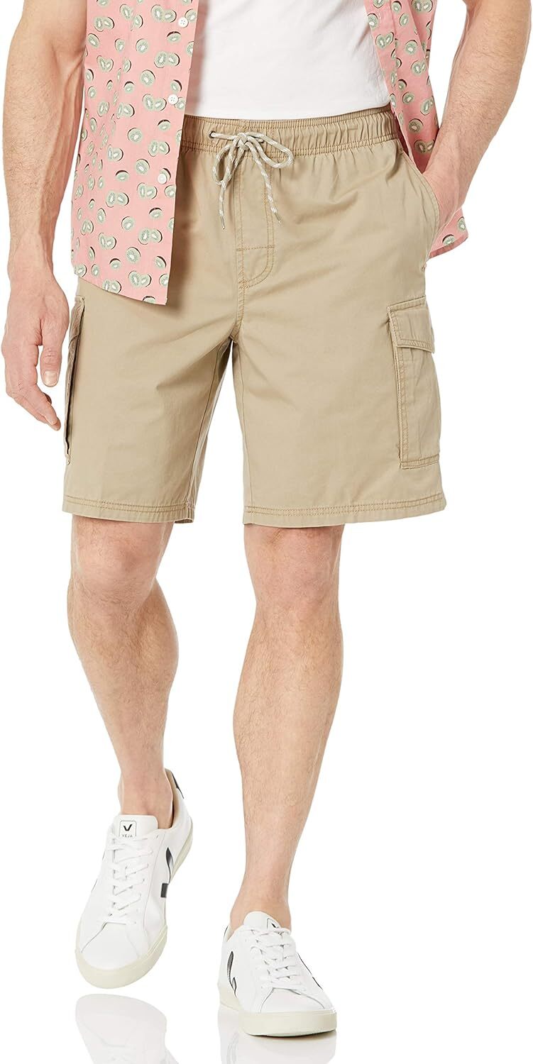 Men's Elastic Waist Cargo Shorts 9'' Inseam Casual Lightweight Summer Wear - Picture 15 of 17