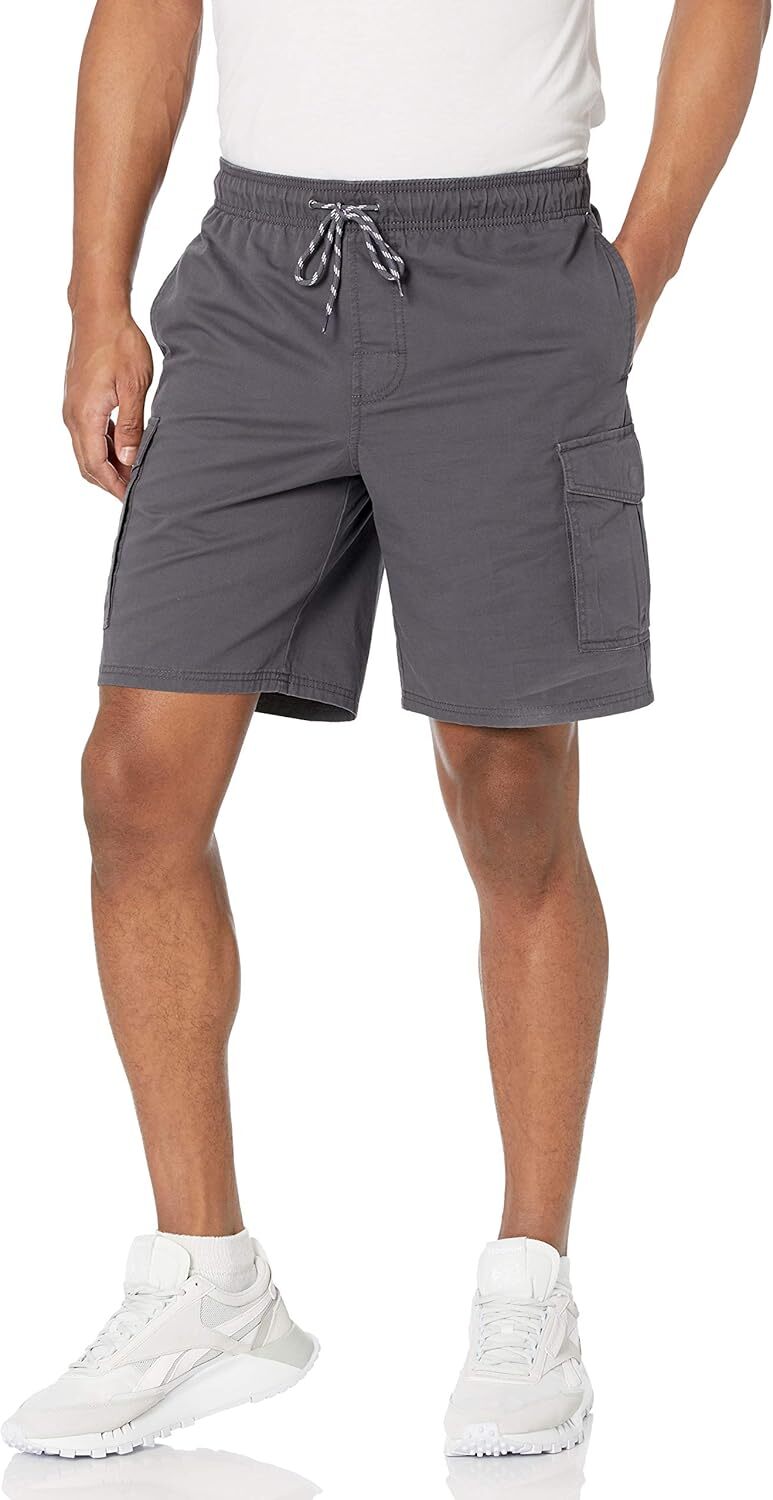 Men's Elastic Waist Cargo Shorts 9'' Inseam Casual Lightweight Summer Wear - Picture 16 of 17