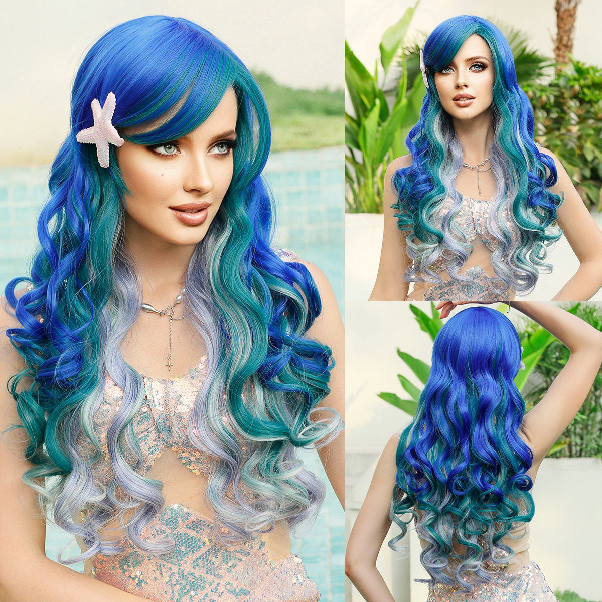 Barbie Cosplay Wig with Long Curly Hair, Eight Character Bangs, Synthetic Wig - Picture 16 of 21
