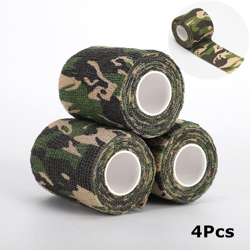 4Pcs Camouflage Army Hunting Rifle Self-adhesive Wrap Camo Bandage Stealth Tape - Picture 13 of 17