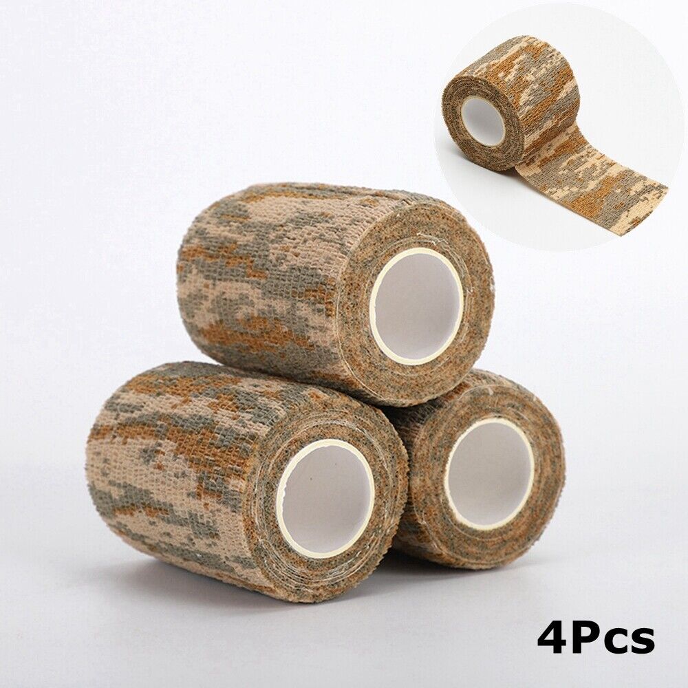 4Pcs Camouflage Army Hunting Rifle Self-adhesive Wrap Camo Bandage Stealth Tape - Picture 15 of 17