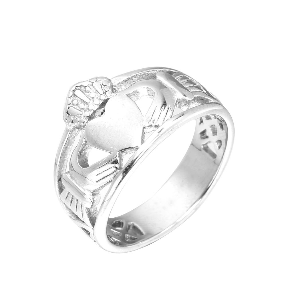 Stainless Steel Mens Celtic Irish Claddagh Wedding Band Ring Size 7-15 Gift