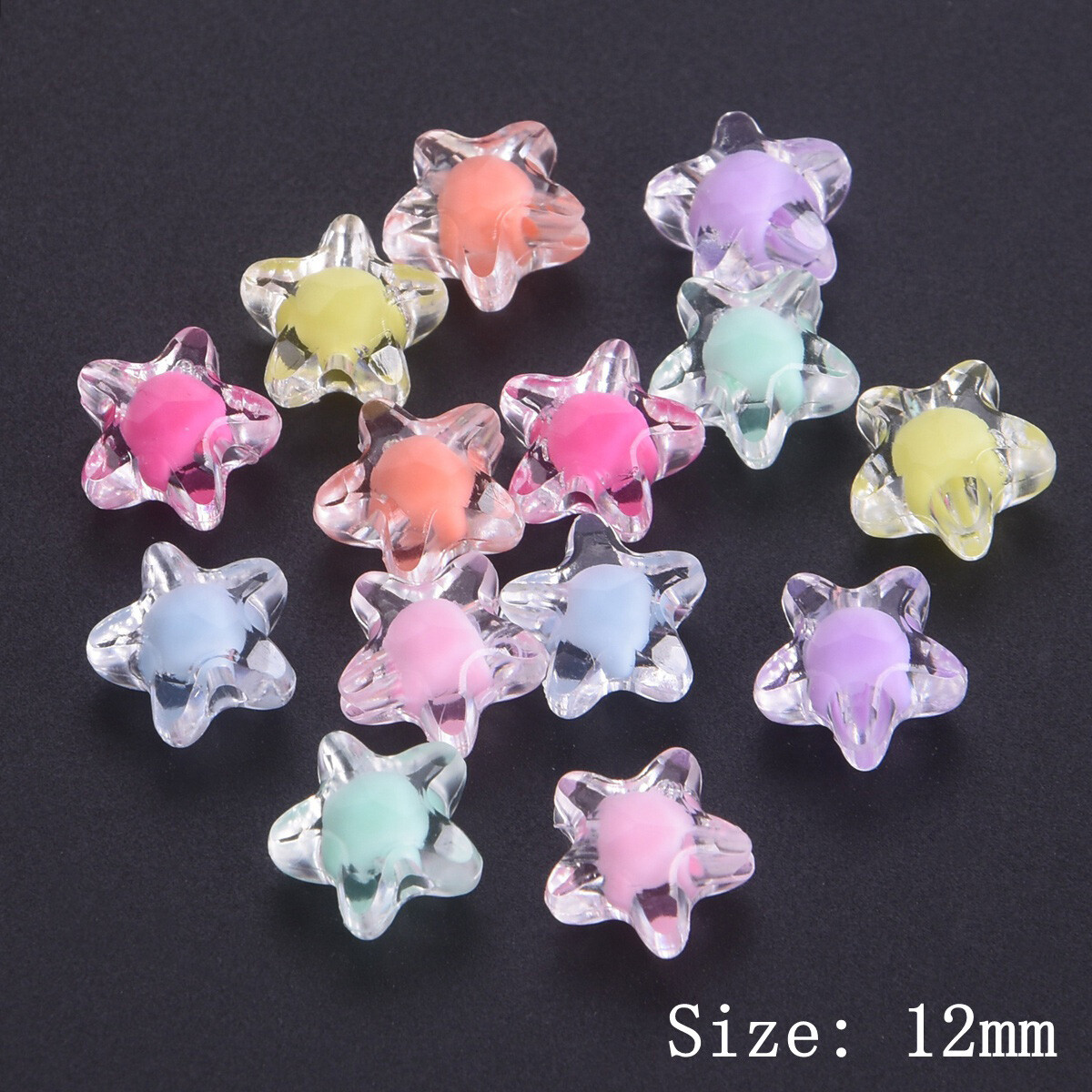 Mixed Candy Colors Star/Flower Shape Acrylic Plastic Loose Beads DIY Jewelry Lot - Picture 3 of 7