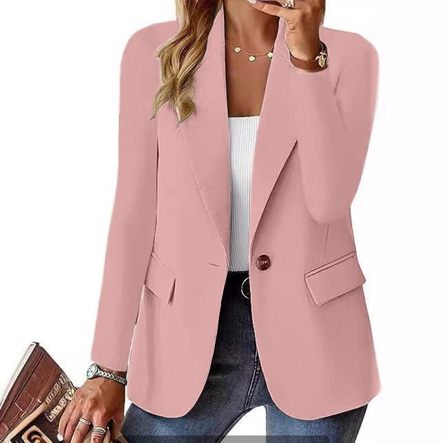 Womens Long Sleeve Solid Blazer Jacket Suit Ladies Work Casual Slim Coat Tops
