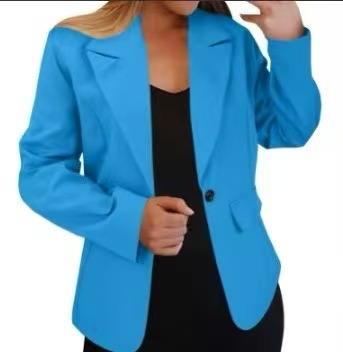 Womens Long Sleeve Solid Blazer Jacket Suit Ladies Work Casual Slim Coat Tops