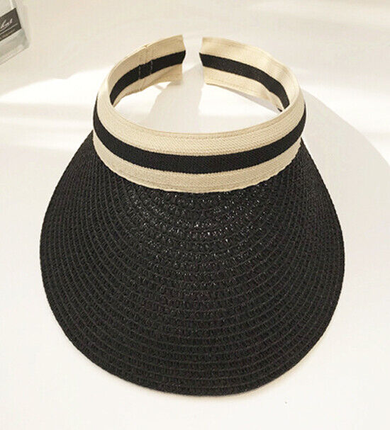 Ladies Women Summer Sun Visor Beach Hat Long Brim Straw Tennis Cap Festival