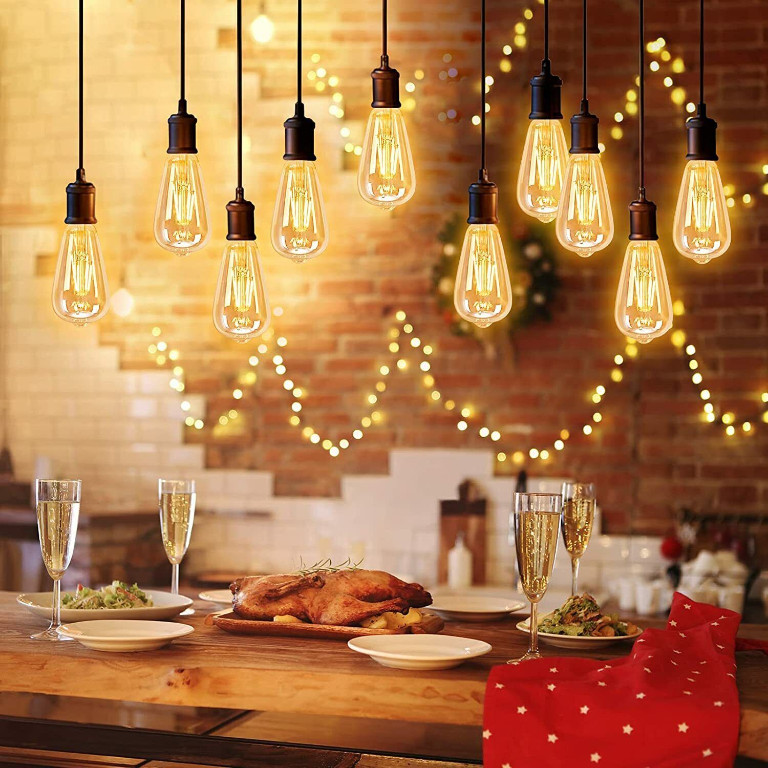 1/6x Vintage E27 ST64 Filament LED Light Bulb 4W Industrial Edison Lamp Warm Whi - Picture 4 of 24