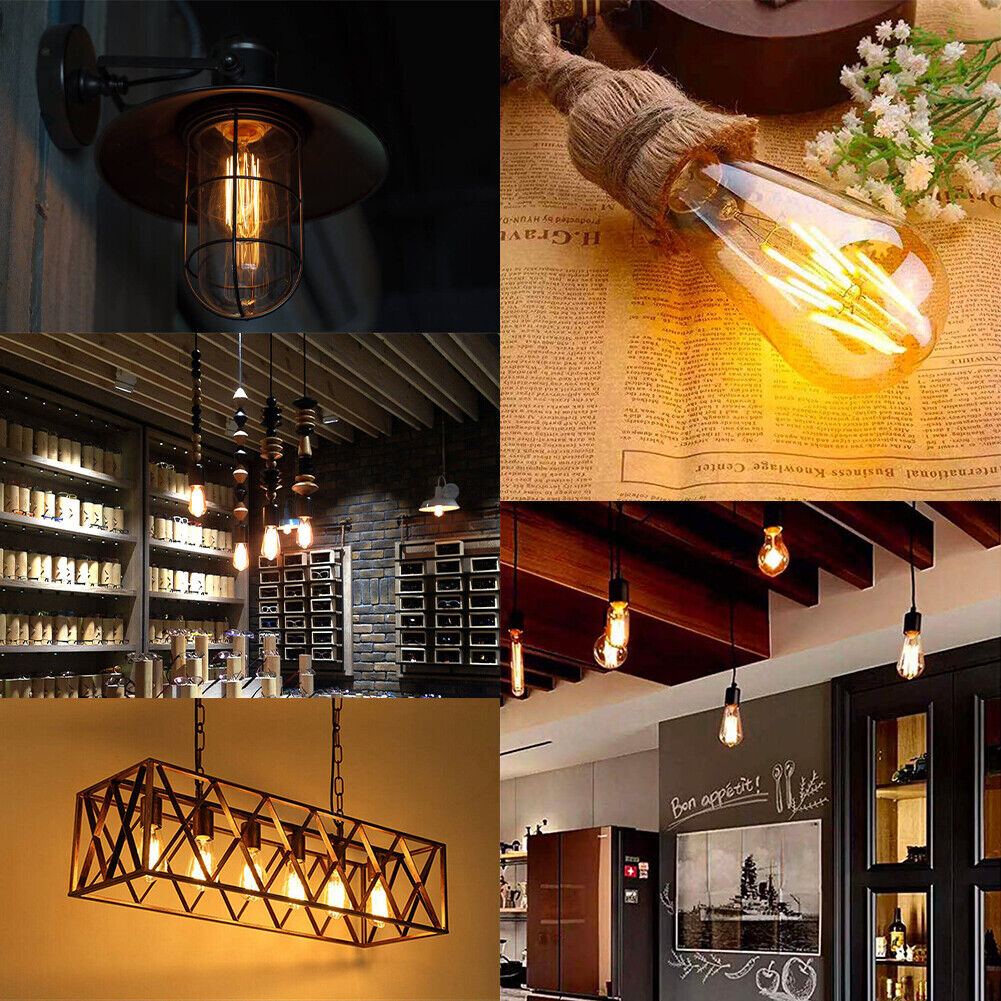 1/6x Vintage E27 ST64 Filament LED Light Bulb 4W Industrial Edison Lamp Warm Whi - Picture 8 of 24